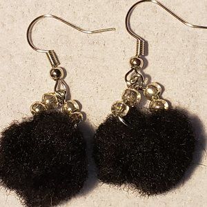 Handmade blackball with sliver hooked tone earring